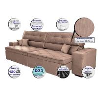 Sofá Austin 2,22m Retrátil, Reclinável Com Molas No Assento E Almofadas, Suede Castor Cama Inbox - 2