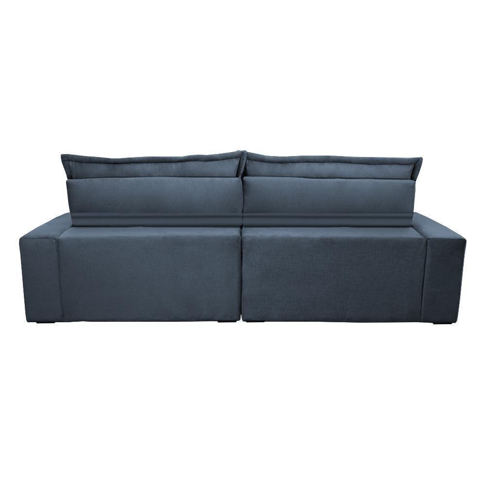 Sofa Retrátil E Reclinável 2,92m Com Molas Ensacadas Cama Inbox Soft Tecido Suede Azul - 2