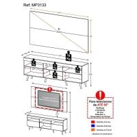Rack com Painel TV até 65" e Pés Retrô Flórida Multimóveis - 3