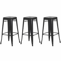 Kit 3 Banquetas Alta Para Bar Balcão Bancada Pub Bistrô Cozinha Americana Tolix Iron Industrial Preto - 1