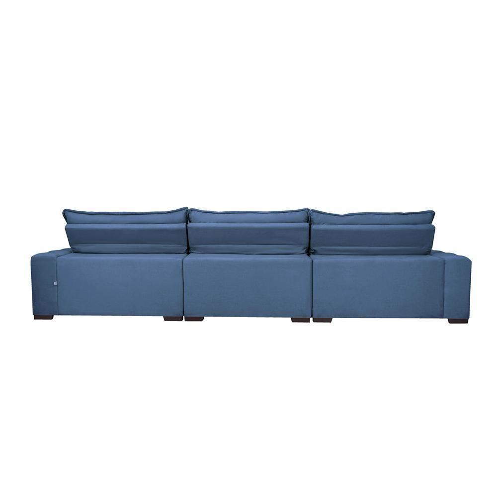 Sofá Lisboa 3,82m Retrátil, Reclinável Com Molas No Assento E Almofadas Lombar Tecido Suede Azul - 4