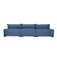 Sofá Lisboa 3,82m Retrátil, Reclinável Com Molas No Assento E Almofadas Lombar Tecido Suede Azul