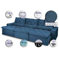 Sofá Lisboa 3,82m Retrátil, Reclinável Com Molas No Assento E Almofadas Lombar Tecido Suede Azul - 7