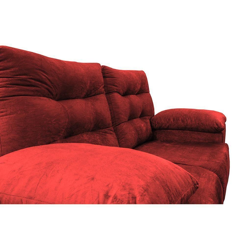 Sofá Luxemburgo 2 Lugares 1,52m Tecido Suede Vermelho - 4