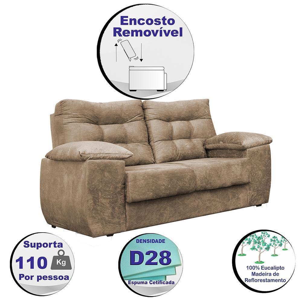 Sofá Luxemburgo 2 Lugares 1,52m Tecido Suede Castor - 5