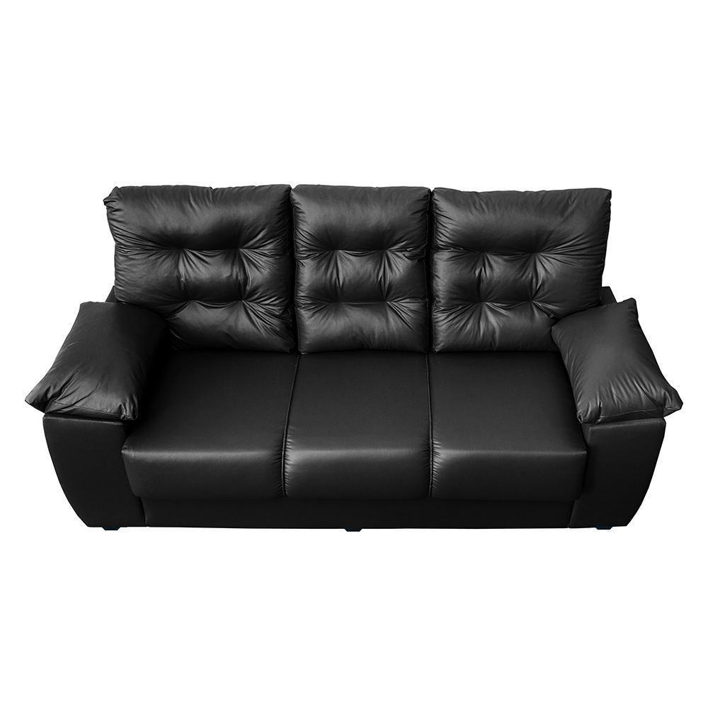 Sofá Luxemburgo 3 Lugares 2,02m Tecido Courino Preto - 3