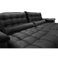 Sofá Retrátil E Reclinável 2,92m Com Molas Ensacadas Cama Inbox Aconchego Tecido Suede Preto - 6