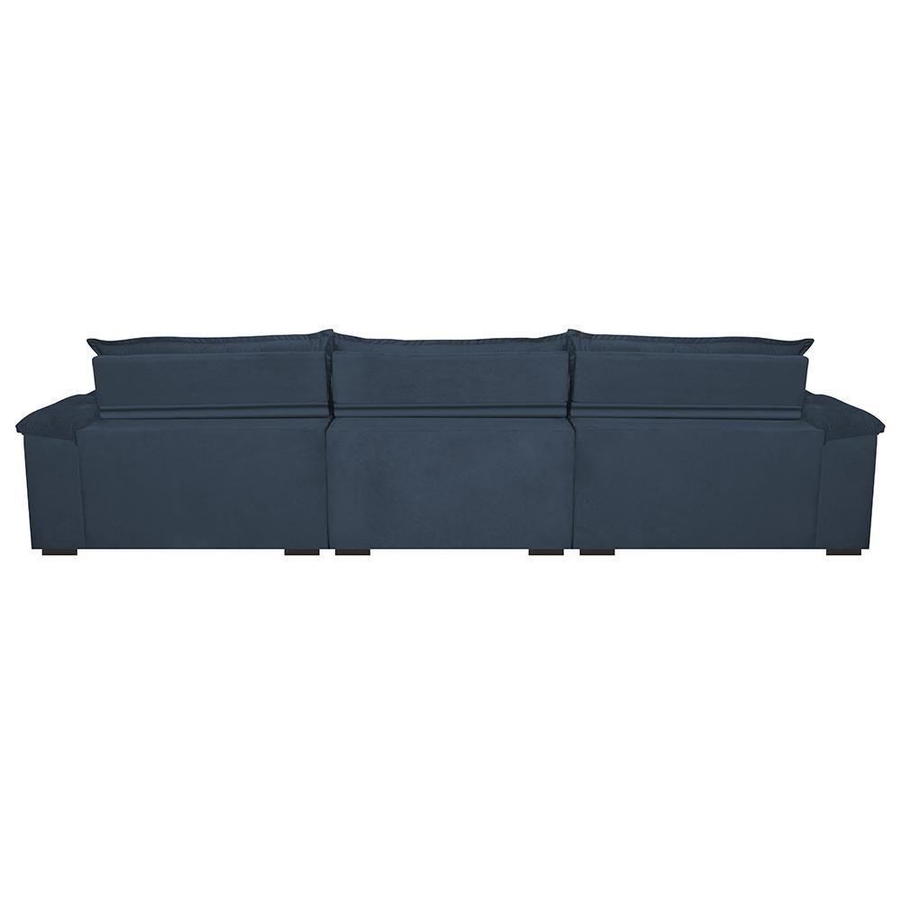 Sofá Retrátil E Reclinável 3,82m Com Molas Ensacadas Cama Inbox Aconchego Tecido Velusoft Azul - 4