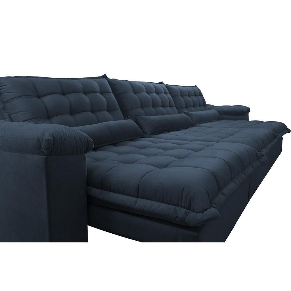 Sofá Retrátil E Reclinável 3,82m Com Molas Ensacadas Cama Inbox Aconchego Tecido Velusoft Azul - 6