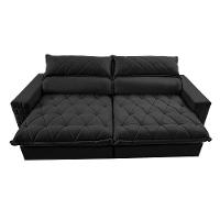 Sofá Retrátil E Reclinável 2,15m Molas Ensacadas Cama Inbox Elegance Com Thermogel Velusoft Preto - 5