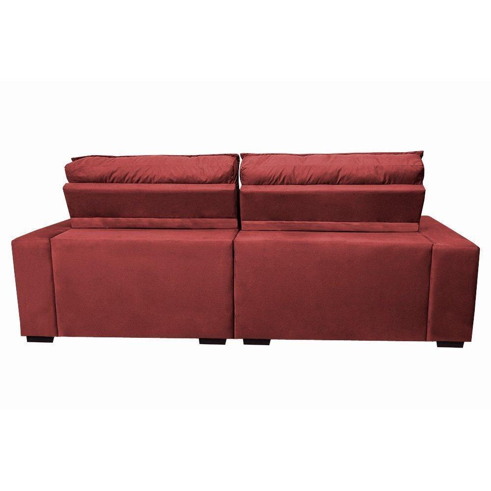 Sofá Retrátil E Reclinável 2,12m Molas Ensacadas Cama Inbox Catar Velusoft Vermelho - 4