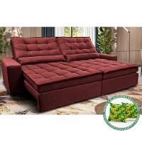 Sofá Retrátil E Reclinável 2,12m Molas Ensacadas Cama Inbox Catar Velusoft Vermelho - 1