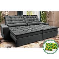 Sofá Retrátil E Reclinável 2,12m Molas Ensacadas Cama Inbox Catar Velusoft Cinza - 1