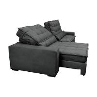 Sofá Retrátil E Reclinável 2,12m Molas Ensacadas Cama Inbox Catar Velusoft Cinza - 3