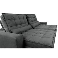 Sofá Retrátil E Reclinável 2,12m Molas Ensacadas Cama Inbox Catar Velusoft Cinza - 6