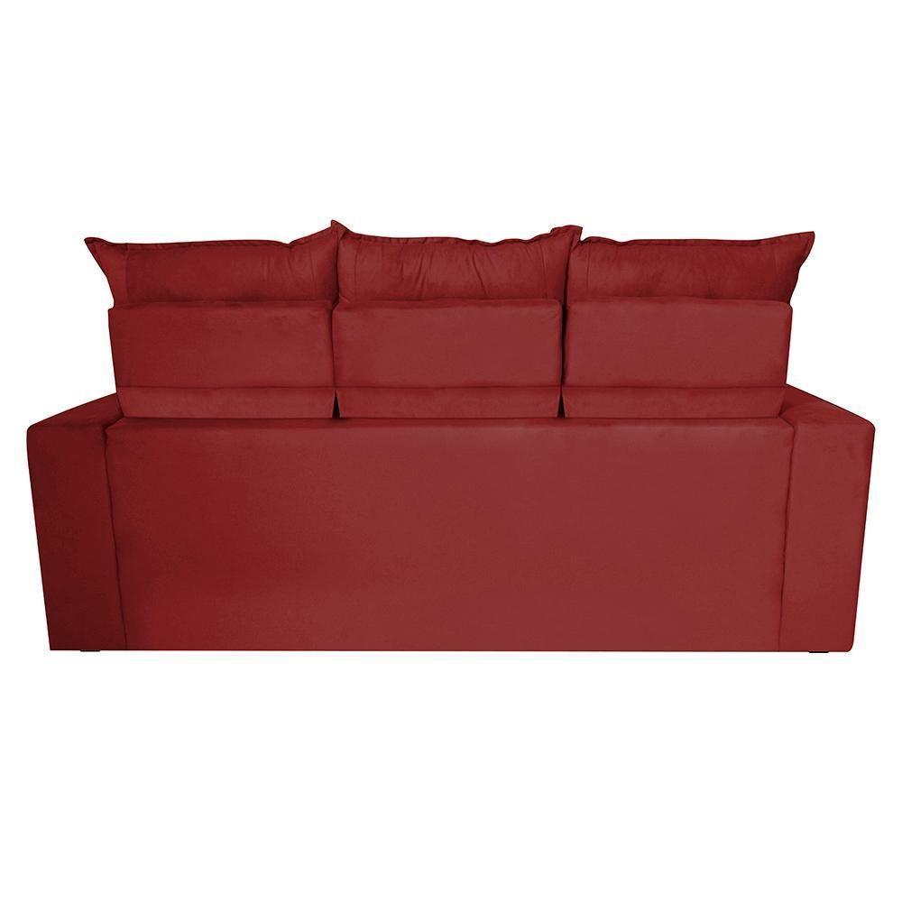 Conjunto De Sofá 3 E 2 Lugares Retrátil E Reclinável 2,00x1,50m Cama Inbox Smal Suede Vermelho - 4