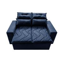 Sofá 3 Lugares Retrátil E Reclinável 1,80m Cama Inbox Smal Com Bordado Pantográfico Suede Azul - 5
