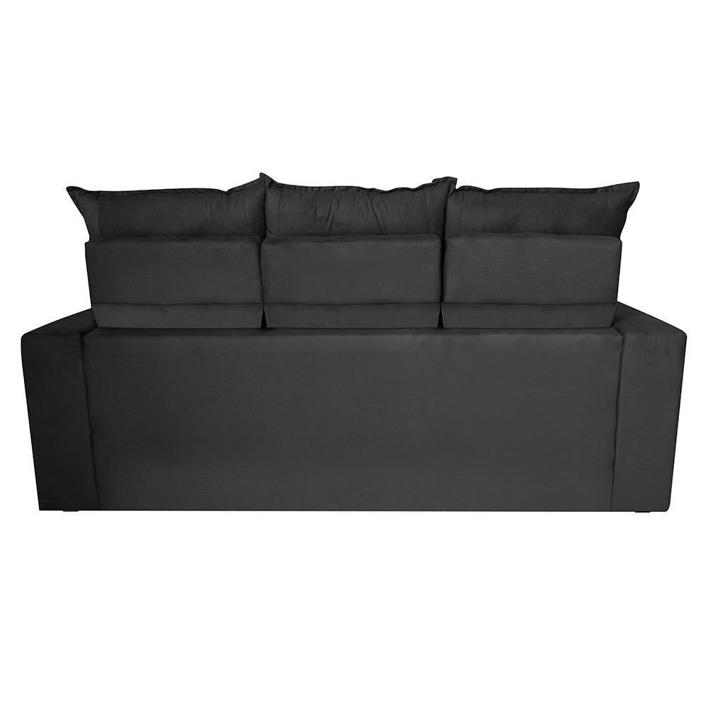 Conjunto De Sofá 3 E 2 Lugares Retrátil E Reclinável 2,00x1,50m Cama Inbox Smal Suede Preto - 4