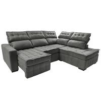 Sofá De Canto Direito 2,65x2,30m Retrátil E Reclinável Com Molas Ensacadas Cama Inbox Nobre Cinza - 2
