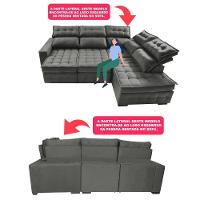 Sofá De Canto Direito 2,65x2,30m Retrátil E Reclinável Com Molas Ensacadas Cama Inbox Nobre Cinza - 6