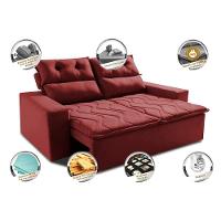 Sofá 3 Lugares Retrátil E Reclinável 1,80m Cama Inbox Smal Com Bordado Pantográfico Suede Vermelho - 7