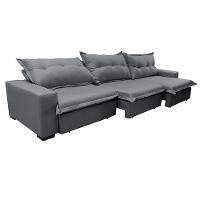 Sofá Retrátil E Reclinável 4,12m Com Molas Ensacadas Cama Inbox Prime Tecido Linho Cinza Escuro - 2