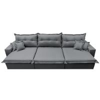 Sofá Retrátil E Reclinável 3,82m Com Molas Ensacadas Cama Inbox Prime Tecido Linho Cinza Escuro - 5