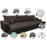 Sofá Retrátil E Reclinável 4,12m Com Molas Ensacadas Cama Inbox Prime Tecido Linho Marrom - 7