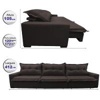 Sofá Retrátil E Reclinável 4,12m Com Molas Ensacadas Cama Inbox Prime Tecido Linho Marrom - 8