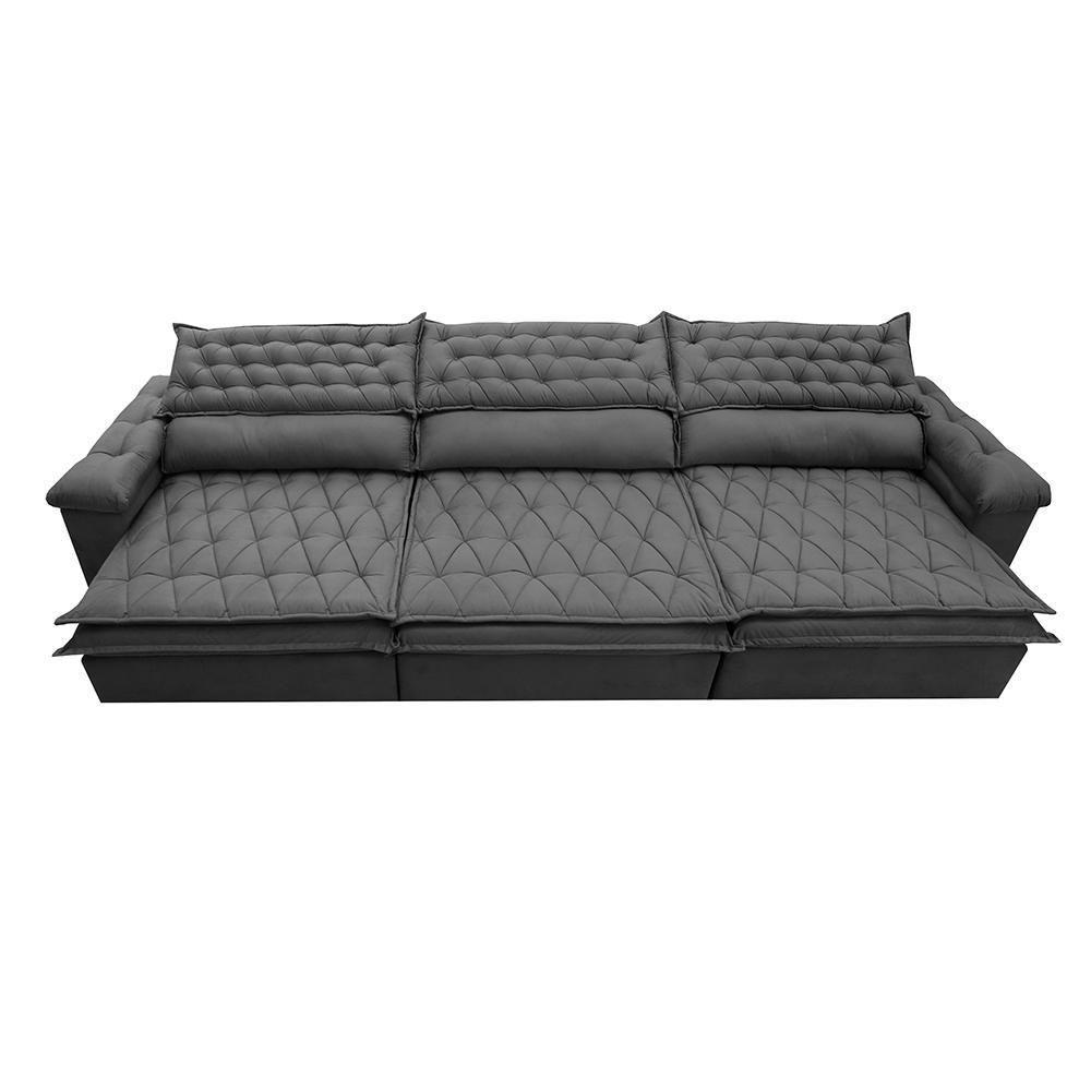 Sofá Retrátil E Reclinável 4,12m Molas Ensacadas Cama Inbox Botonê Espuma Viscoelástico Cinza - 5