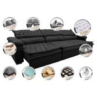 Sofá Retrátil E Reclinável 4,12m Molas Ensacadas Cama Inbox Botonê Espuma Viscoelástico Preto - 7