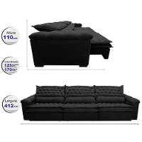 Sofá Retrátil E Reclinável 4,12m Molas Ensacadas Cama Inbox Botonê Espuma Viscoelástico Preto - 8