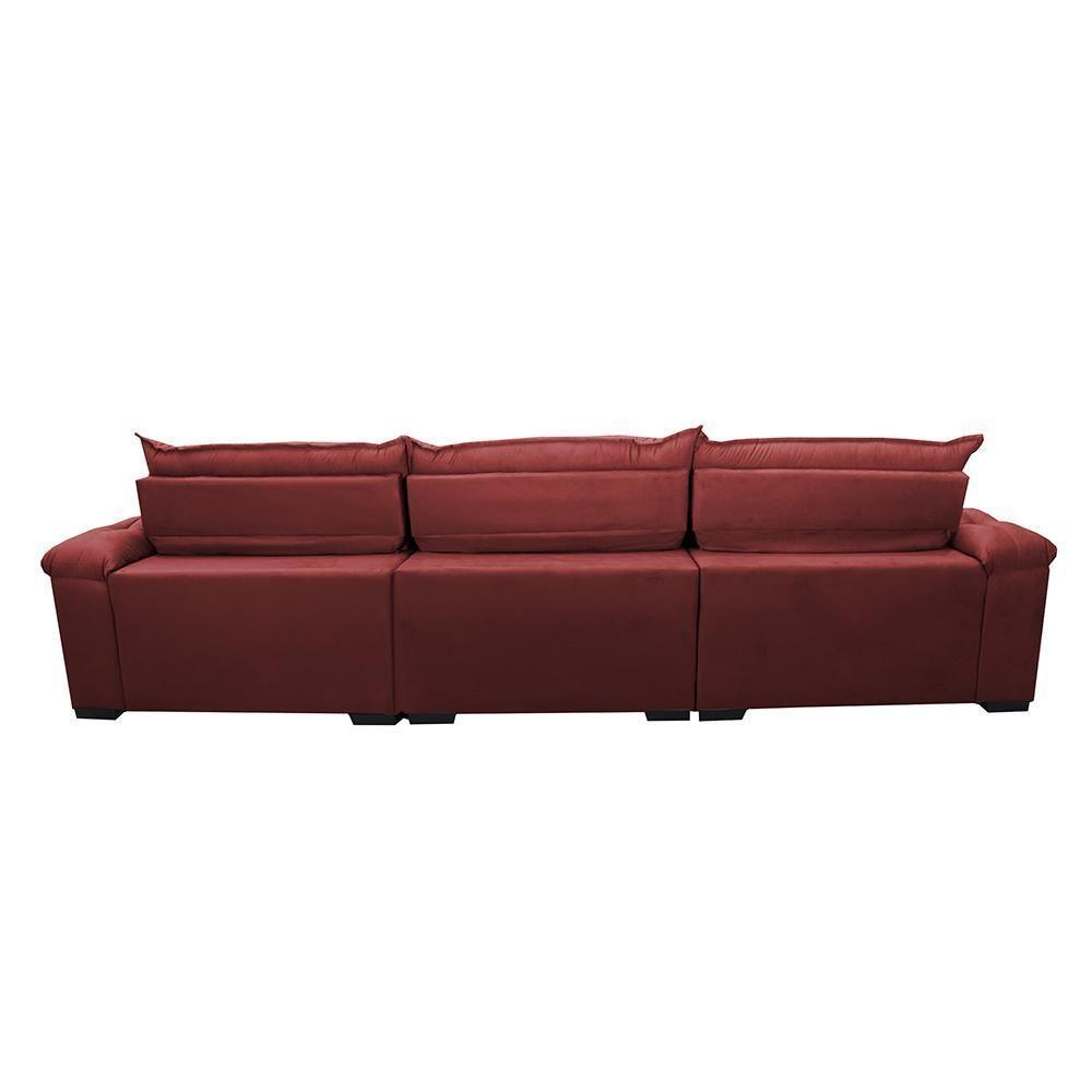 Sofá Retrátil E Reclinável 4,12m Molas Ensacadas Cama Inbox Botonê Espuma Viscoelástico Vermelho - 4