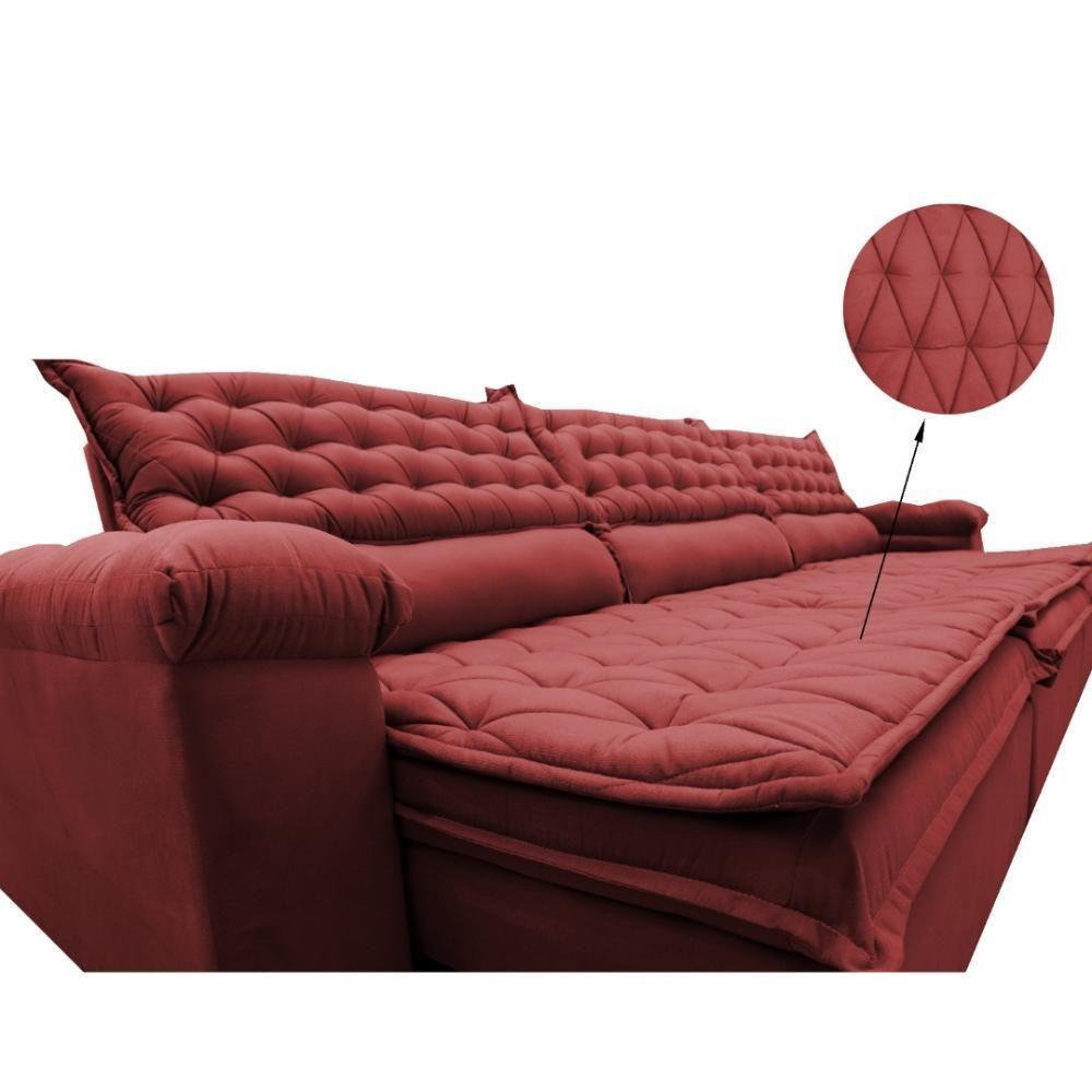 Sofá Retrátil E Reclinável 4,12m Molas Ensacadas Cama Inbox Botonê Espuma Viscoelástico Vermelho - 6