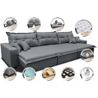 Sofá Retrátil E Reclinável 3,52m Com Molas Ensacadas Cama Inbox Prime Tecido Linho Cinza Escuro - 7