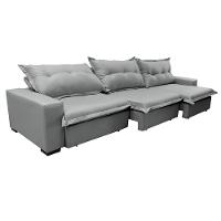 Sofá Retrátil E Reclinável 3,52m Com Molas Ensacadas Cama Inbox Prime Tecido Linho Cinza Claro - 2