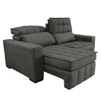 Sofá Retrátil E Reclinável 1,80m Molas Ensacadas E Costura Tripla Cama Inbox Nobre Suede Cinza - 3