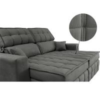 Sofá Retrátil E Reclinável 1,80m Molas Ensacadas E Costura Tripla Cama Inbox Nobre Suede Cinza - 6