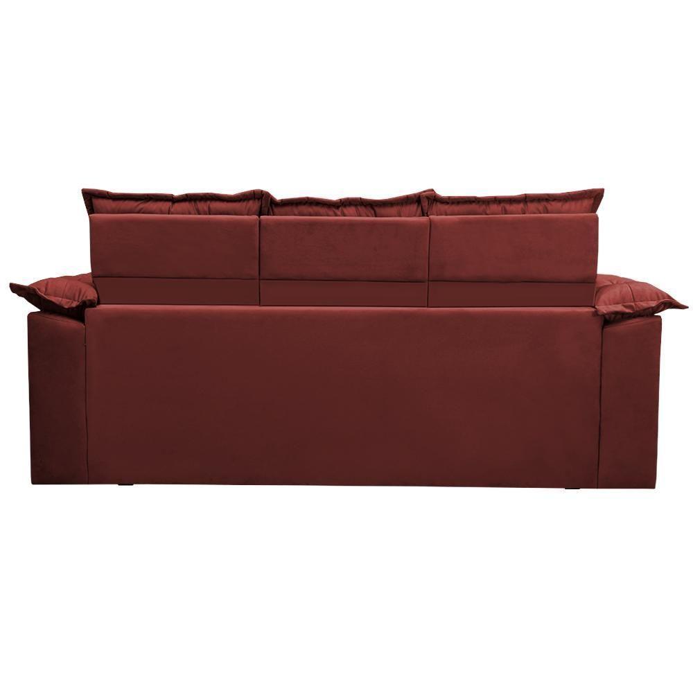 Conjunto De Sofá 3 E 2 Lugares Retrátil Reclinável Cama Inbox Compact 2,00x1,50m Velusoft Vermelho - 3