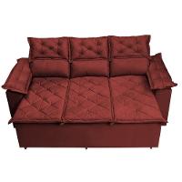 Conjunto De Sofá 3 E 2 Lugares Retrátil Reclinável Cama Inbox Compact 2,00x1,50m Velusoft Vermelho