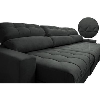 Sofá Retrátil E Reclinável Com Molas Ensacadas Cama Inbox Master 3,22m Tecido Suede Cinza
