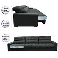 Sofá Retrátil E Reclinável Com Molas Ensacadas Cama Inbox Master 3,22m Tecido Suede Cinza - 8