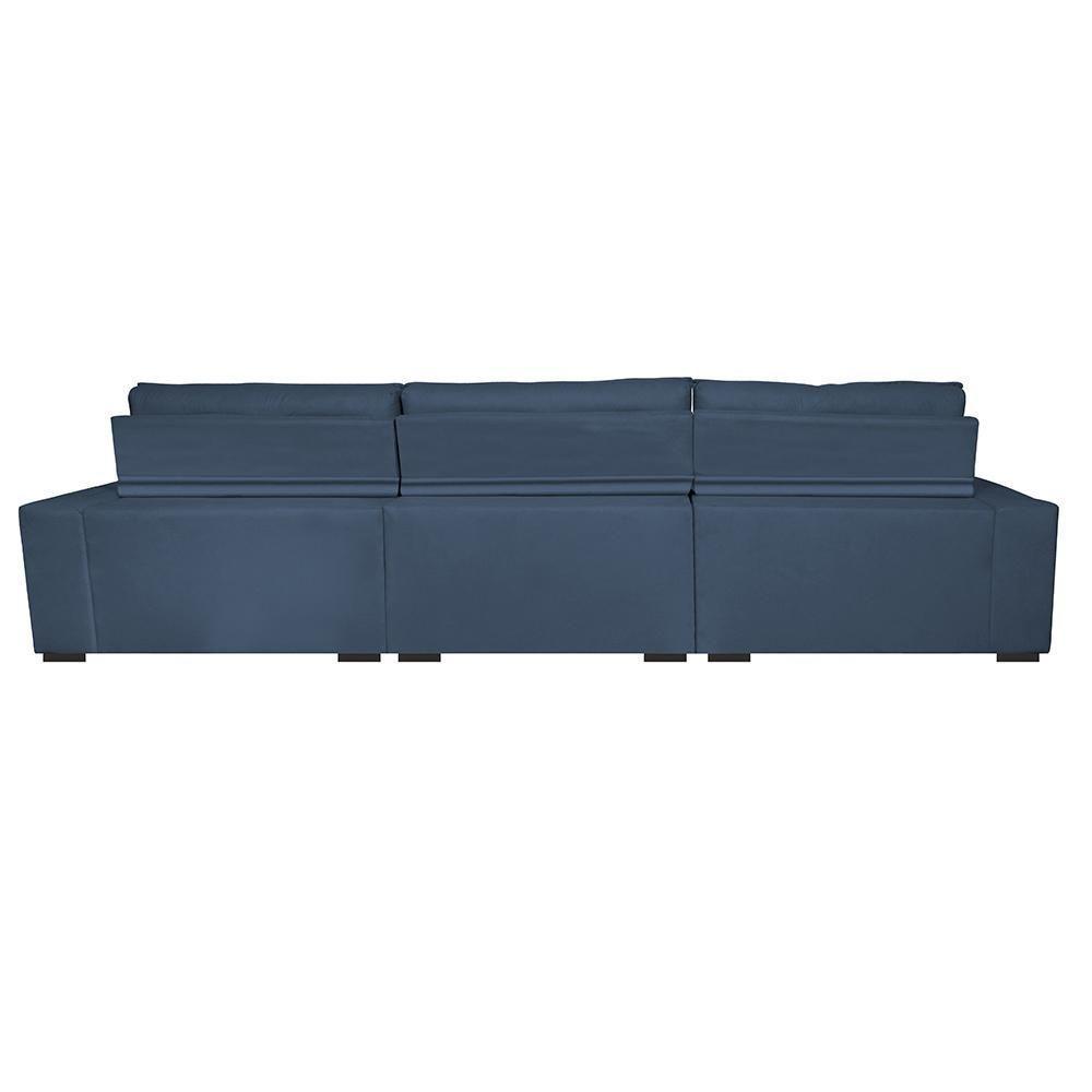 Sofá Austin 3,22m Retrátil, Reclinável Com Molas No Assento E Almofadas, Suede Azul Cama Inbox - 4