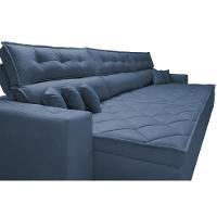 Sofá Austin 3,22m Retrátil, Reclinável Com Molas No Assento E Almofadas, Suede Azul Cama Inbox - 6