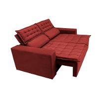 Conjunto De Sofá 3 E 2 Lugares Retrátil E Reclinável Cama Inbox Slim 2,00x1,50m Velusoft Vermelho