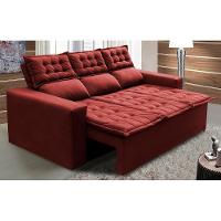 Sofá 3 Lugares Retrátil E Reclinável Cama Inbox Slim 2,00m Velusoft Vermelho - 1