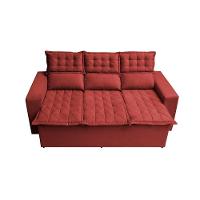 Sofá 3 Lugares Retrátil E Reclinável Cama Inbox Slim 2,00m Velusoft Vermelho - 5