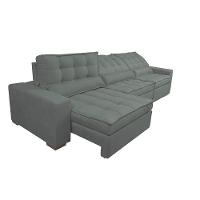 Sofá Retrátil E Reclinável 3,52m Com Molas Ensacadas Cama Inbox Gold Tecido Suede Velusoft Cinza - 3