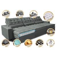 Sofá Retrátil E Reclinável 3,52m Com Molas Ensacadas Cama Inbox Gold Tecido Suede Velusoft Cinza - 7