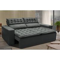 Sofá Retrátil E Reclinável Cama Inbox Slim 1,50m Tecido Suede Velusoft Cinza - 1